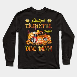 Border Collie Truck Pumpkin Thankful Grateful Blessed Dog Mom Long Sleeve T-Shirt